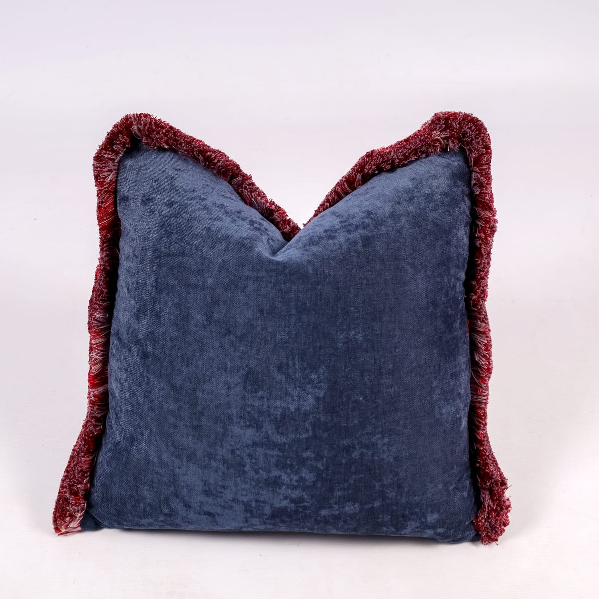 Navy-blue fringed - Duck Feather inner scatter cushion